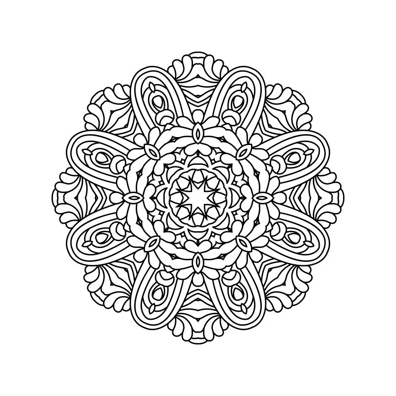矢量抽象黑白花卉图案插图