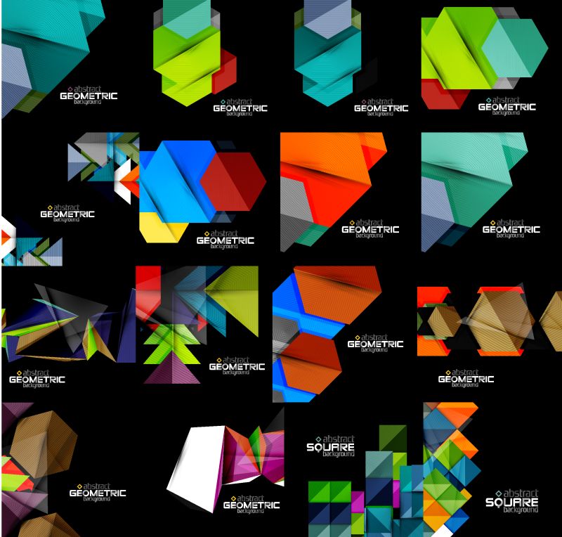 矢量抽象彩色几何风格的背景合集