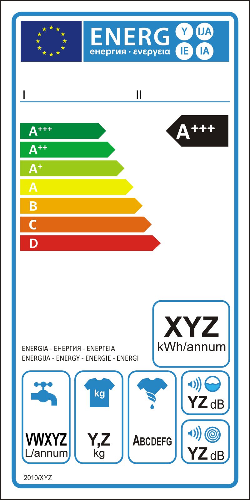 洗衣机新能源评级图形标签矢量