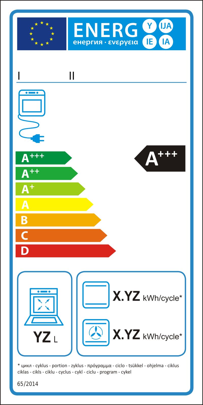 电烤箱新的能源评级矢量图形标签