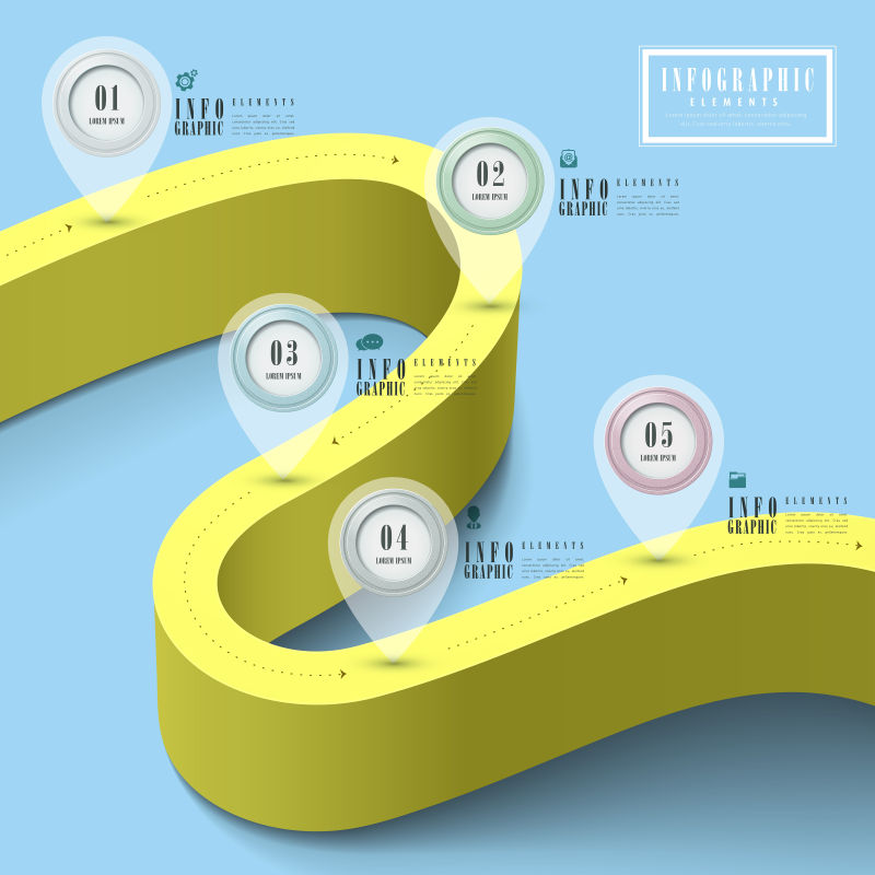 立体3D道路的简易信息图表设计矢量