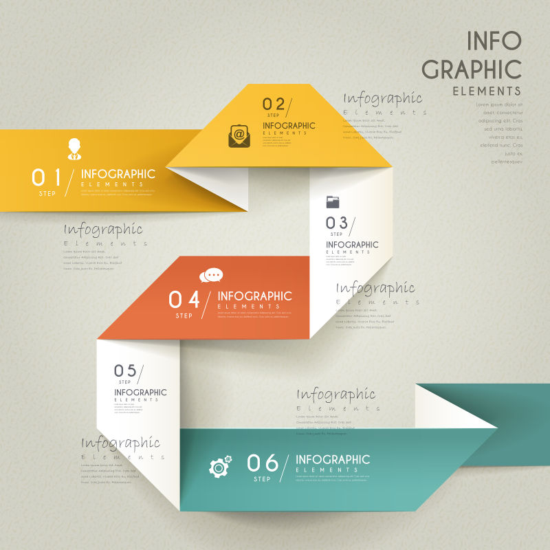 具有折纸元素的信息图表设计矢量