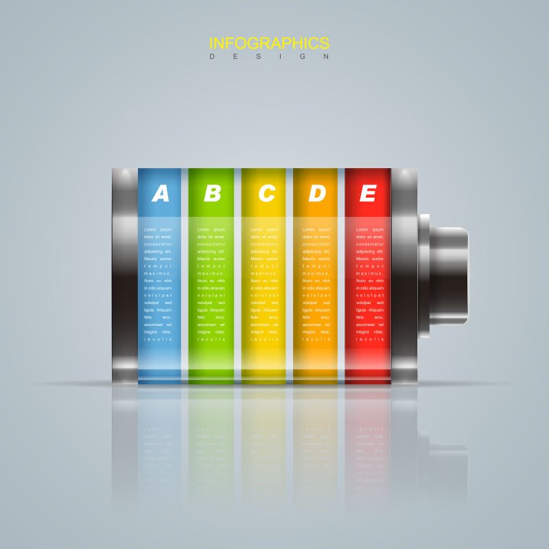 创意矢量彩色电池元素的商业信息图表