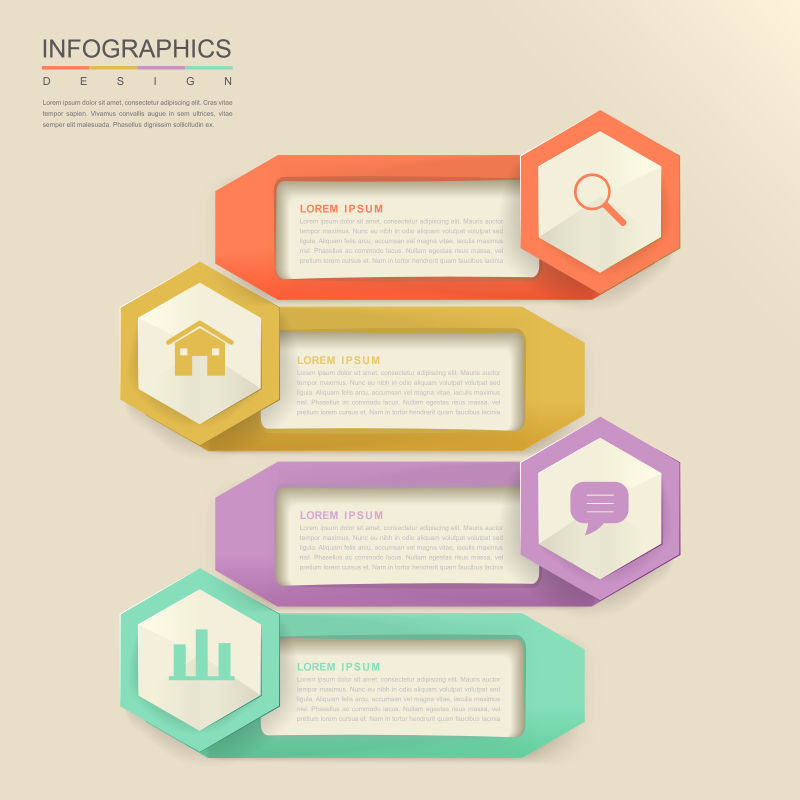 创意矢量彩色几何标签元素的信息图表
