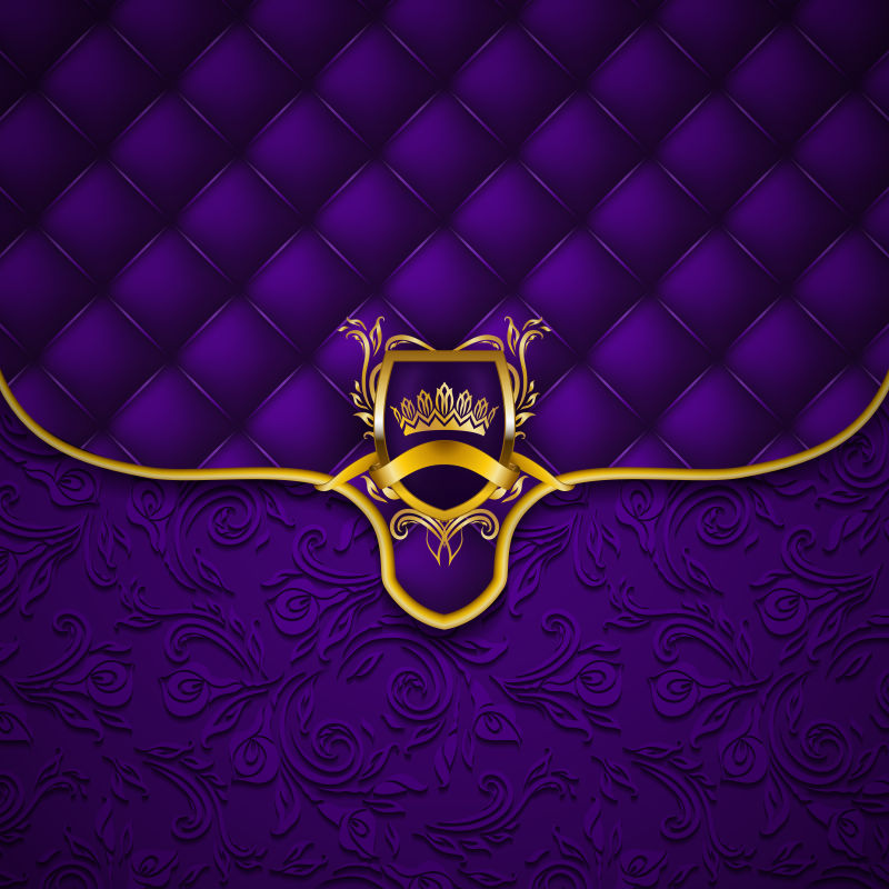 矢量优雅的金紫色盾牌