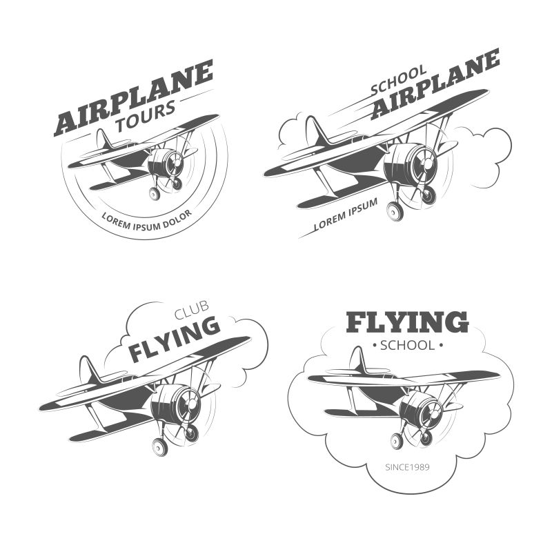 航空复古标志矢量插图