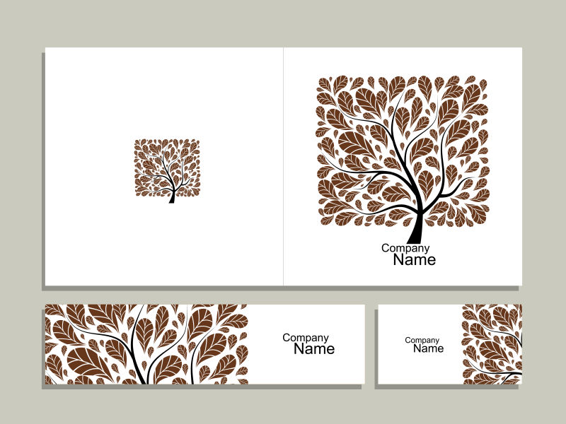 矢量抽象方树名片设计
