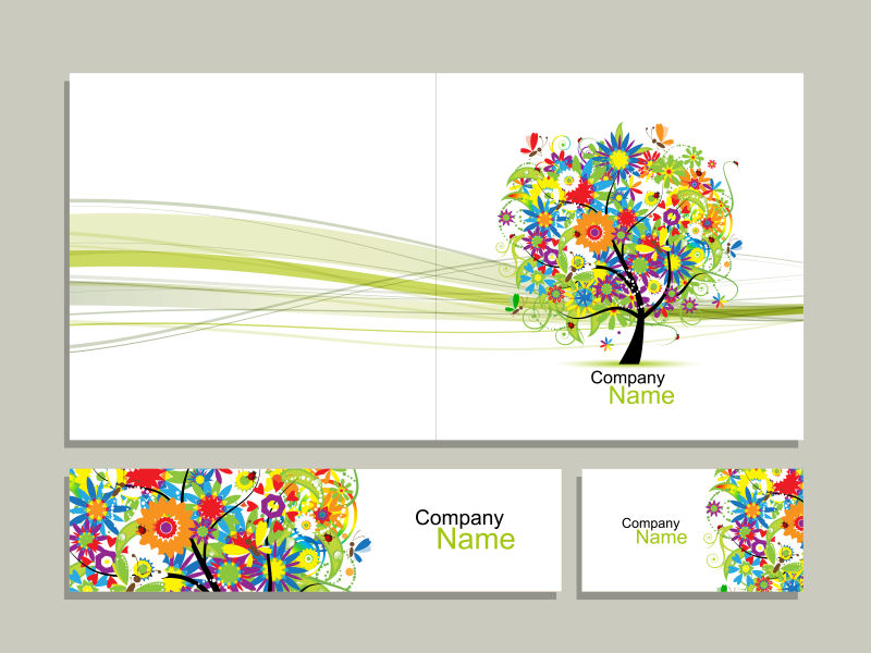 矢量抽象花木名片设计