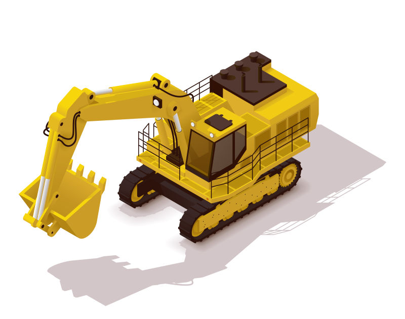 黄色挖掘机插图矢量设计