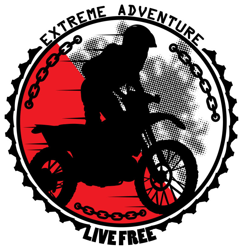 矢量设计极限冒险摩托比赛标志