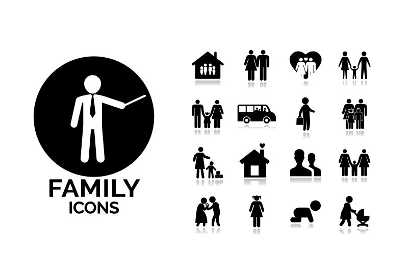 矢量抽象家庭生活图标设计