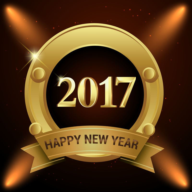 2017新年金色旗帜的创意矢量