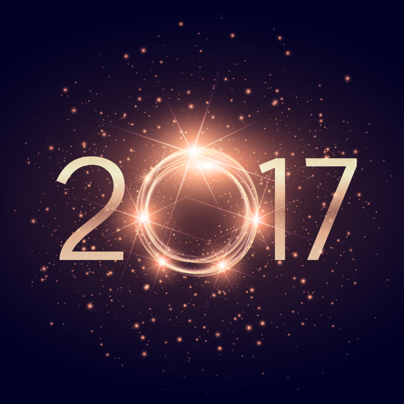 矢量发光闪烁的2017新年背景