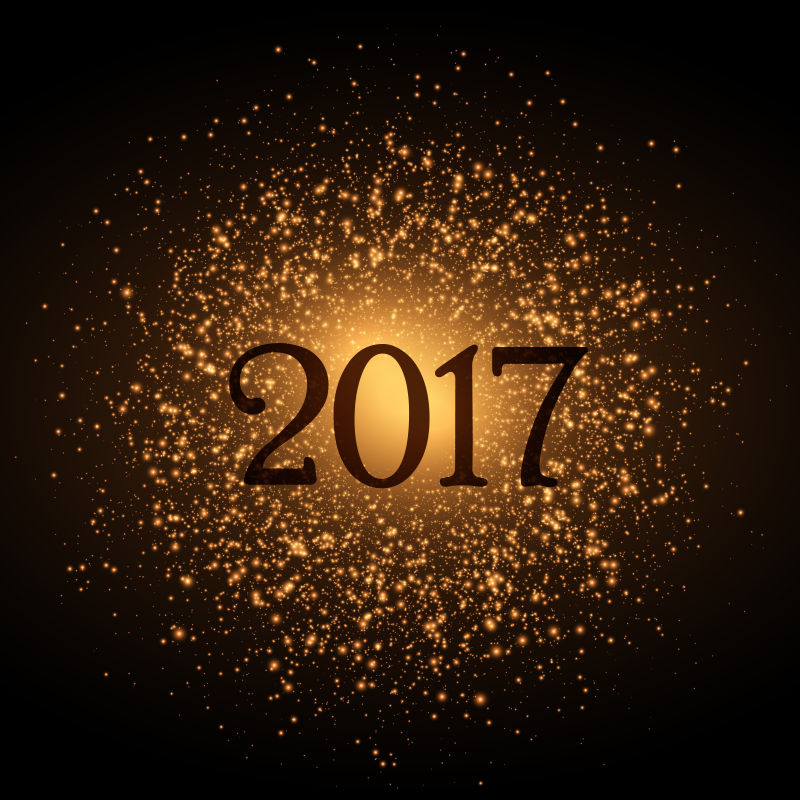 矢量金光闪闪元素的新年背景