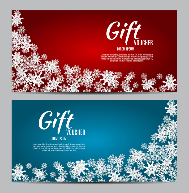 矢量雪花元素的创意圣诞节礼品券设计