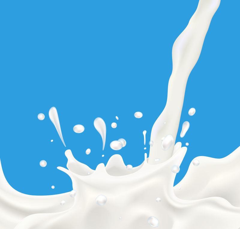 蓝色底色和白色牛奶的矢量设计