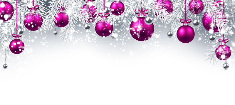 紫色圣诞球装饰背景矢量图
