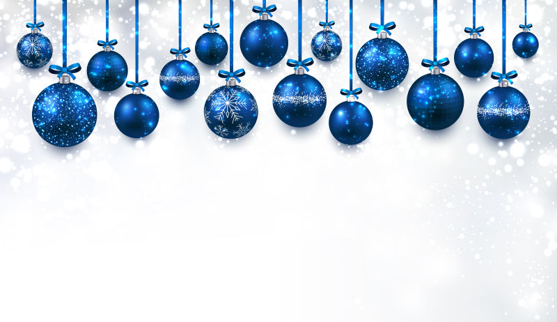 蓝色圣诞球装饰矢量背景