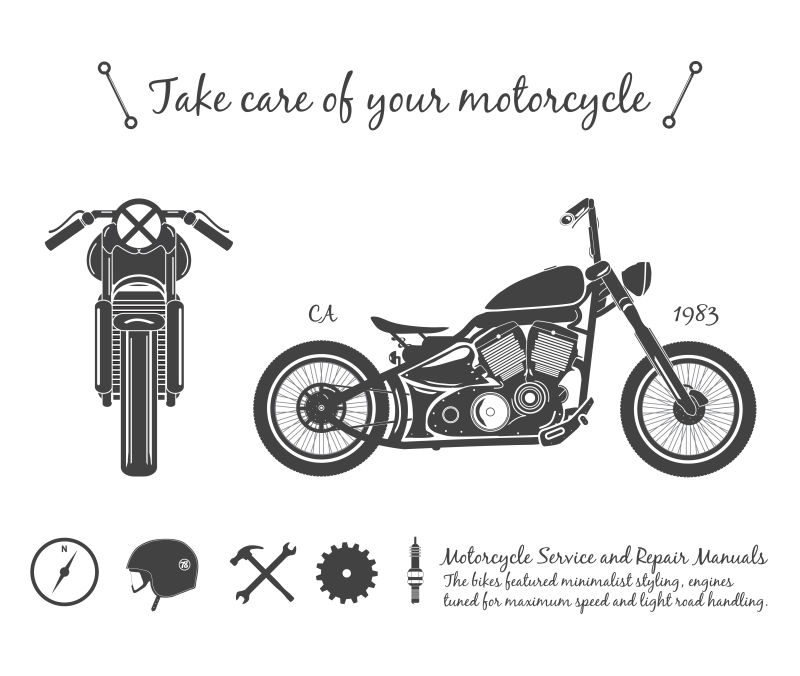 矢量设计老式摩托车商店标签
