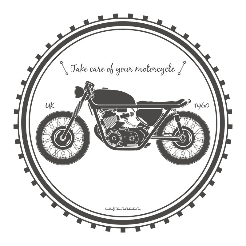 矢量老式摩托车标签设计