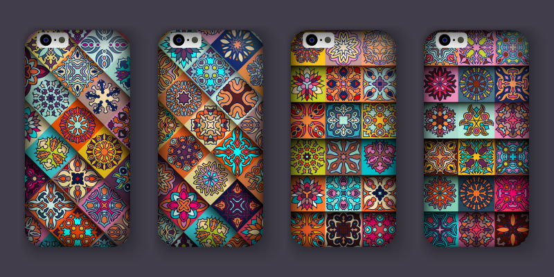 创意手绘民族装饰花纹元素矢量手机壳设计