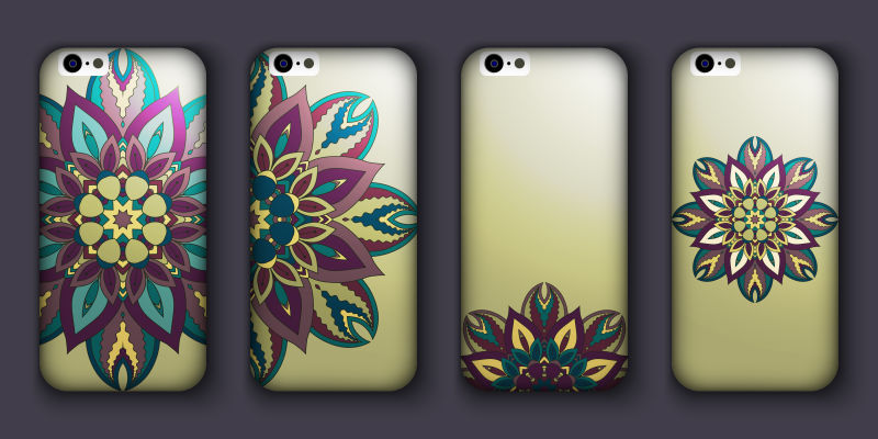 创意抽象花卉元素的矢量手机外壳设计