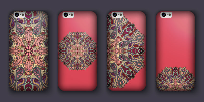抽象装饰花卉元素的手机外壳设计
