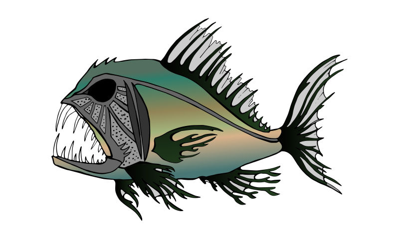 卡通食人鱼插图矢量设计