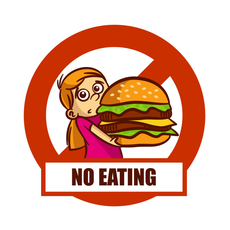 禁止食用贴纸矢量插图