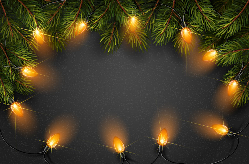 圣诞节树枝的灯光效果背景矢量图