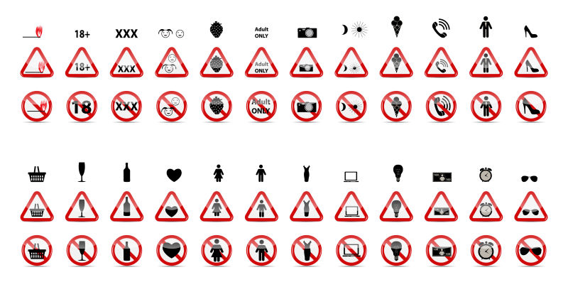抽象矢量各种禁止标志设计