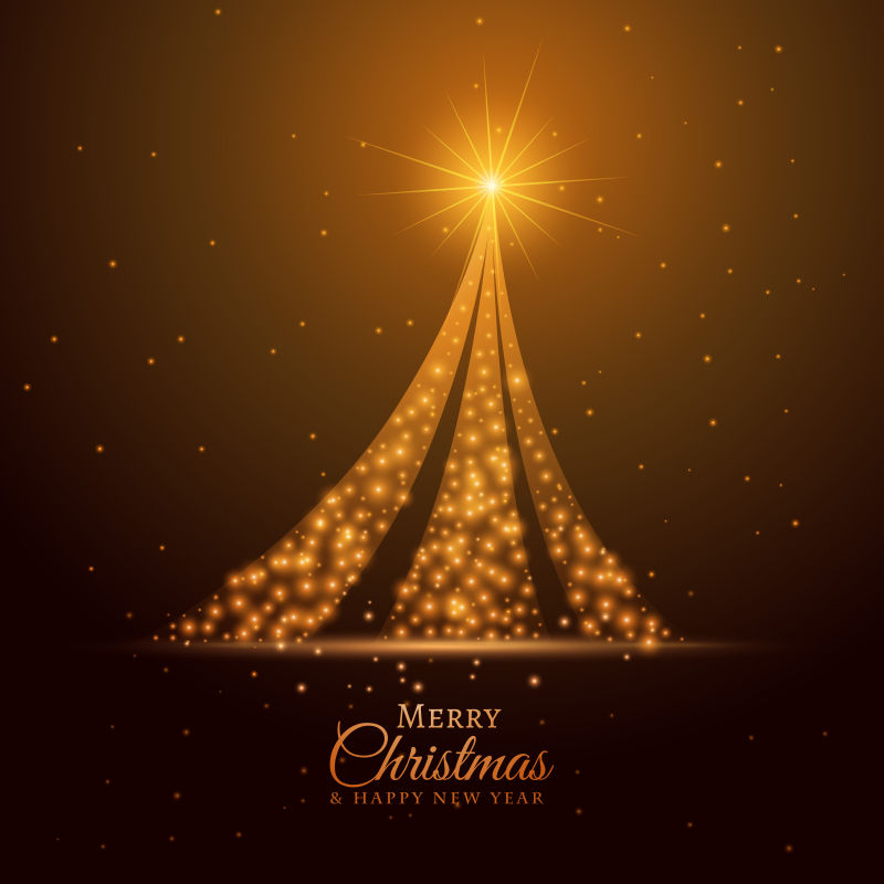 矢量金色闪亮圣诞树设计背景