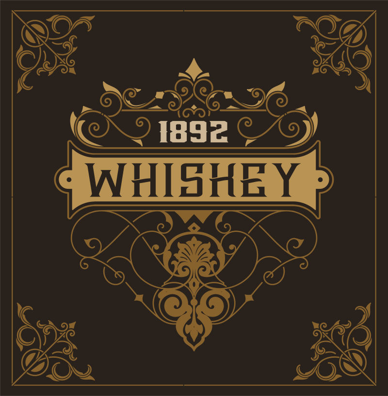 矢量威士忌复古标签设计