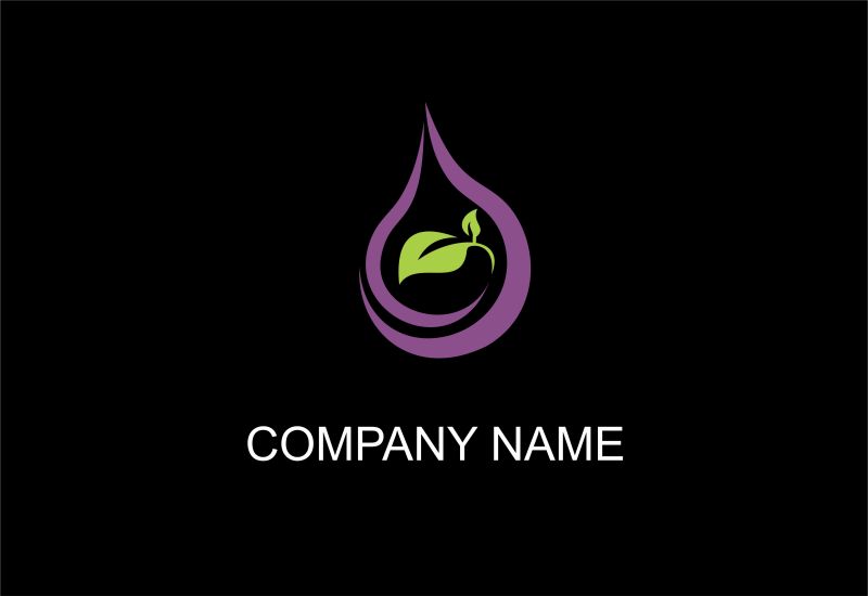矢量水滴绿叶公司logo