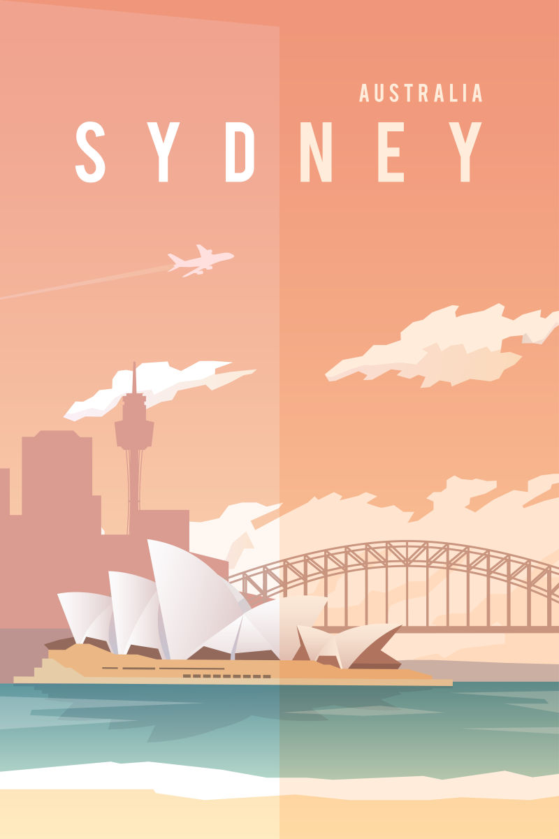 抽象矢量复古悉尼旅行海报