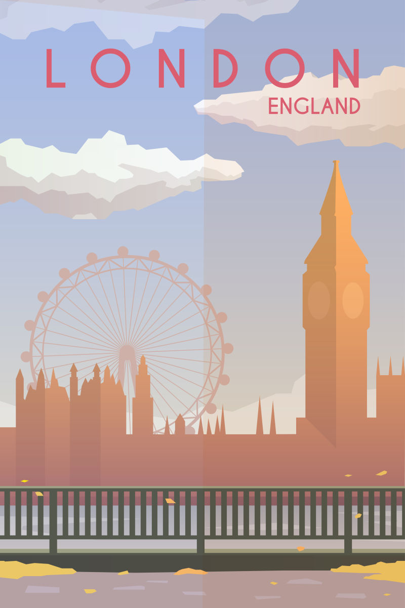 矢量抽象伦敦复古旅行海报设计