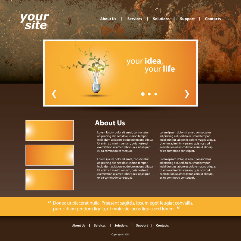 创意矢量现代棕色网站页面设计