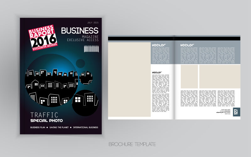 矢量商业小册子的封面和页面设计