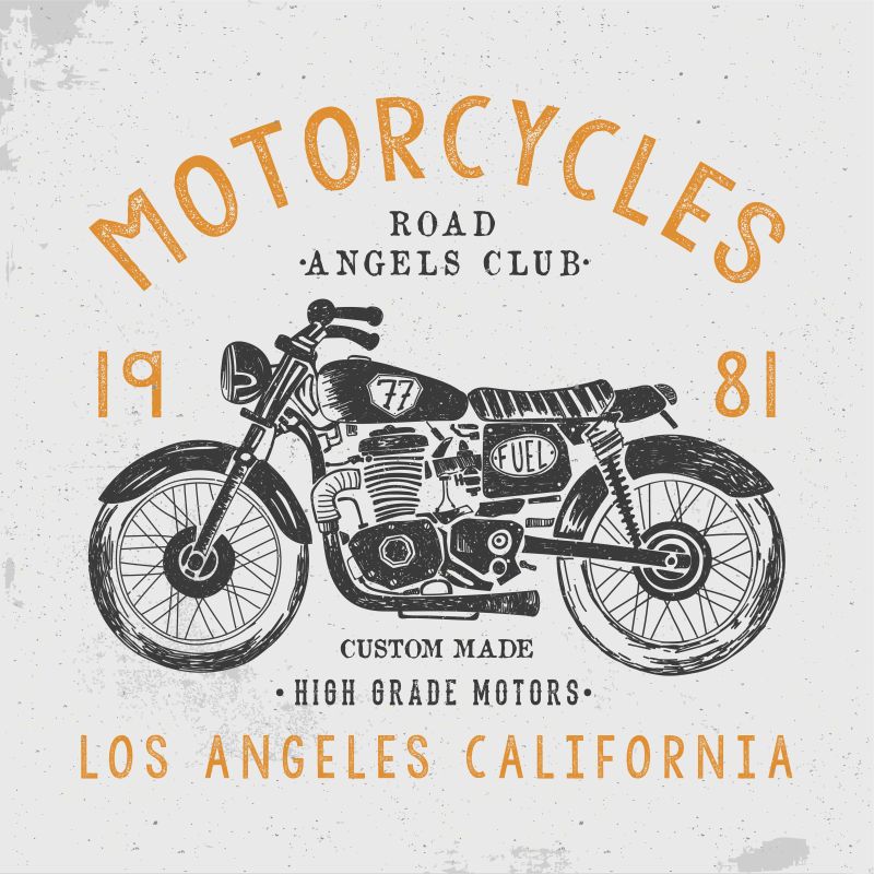 老式摩托车海报插图矢量设计