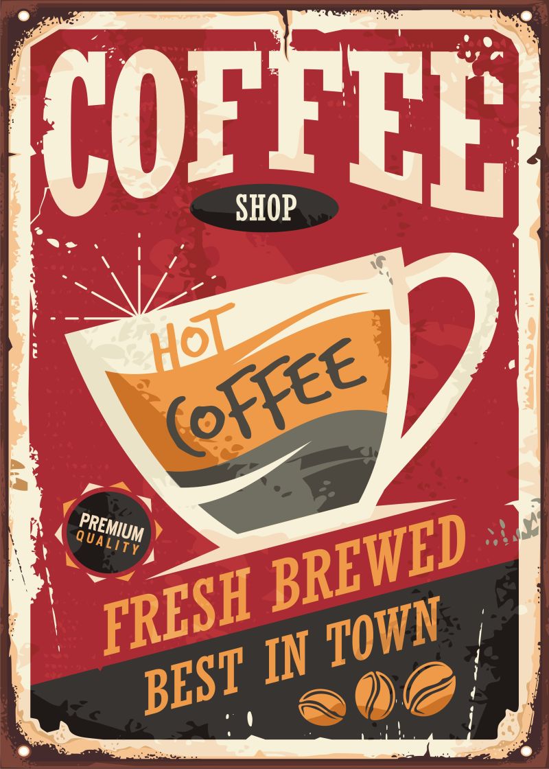 抽象矢量复古咖啡主题的海报设计