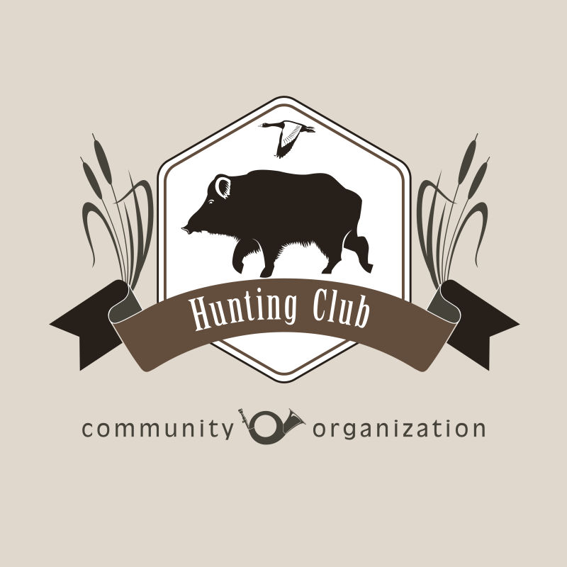 野猪狩猎俱乐部标志矢量设计