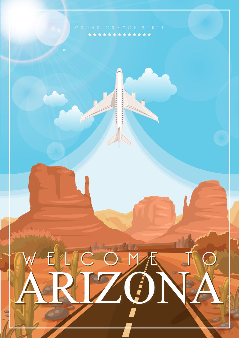 亚利桑那州旅游海报矢量设计