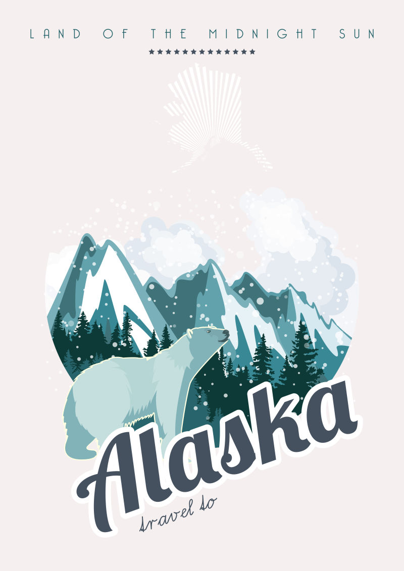 矢量的阿拉斯加旅游海报设计