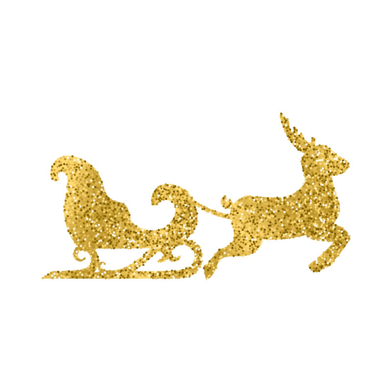 金色驯鹿拉着的Santa雪橇矢量元素背景