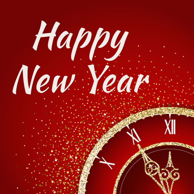 金色时钟的矢量新年元素背景