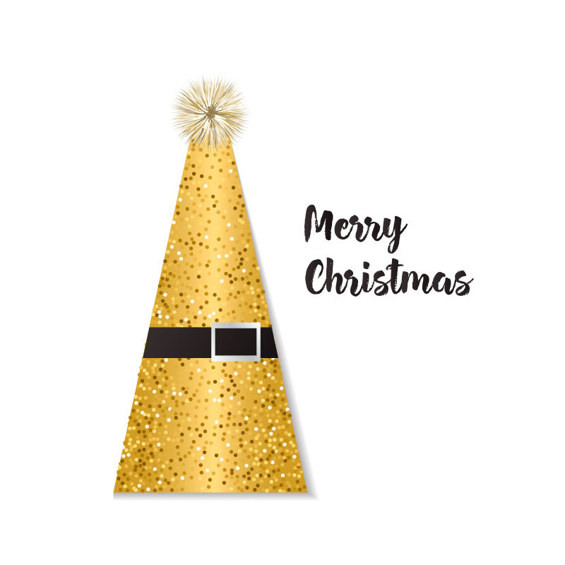 黑色祝福语和黄色矢量圣诞帽
