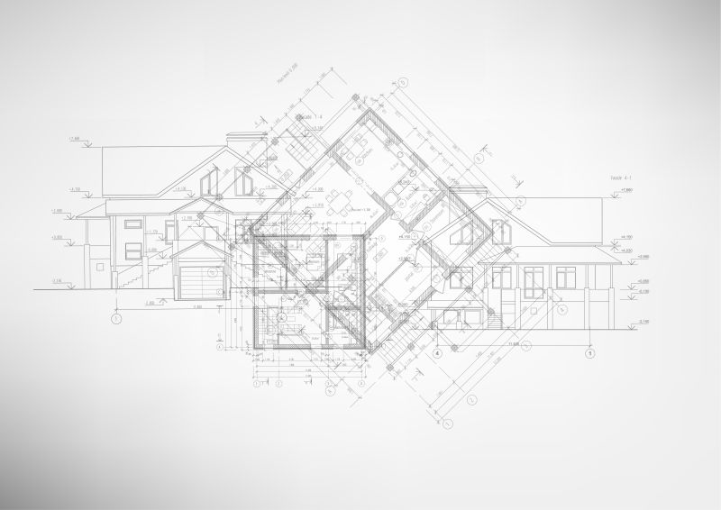 矢量抽象建筑设计蓝图