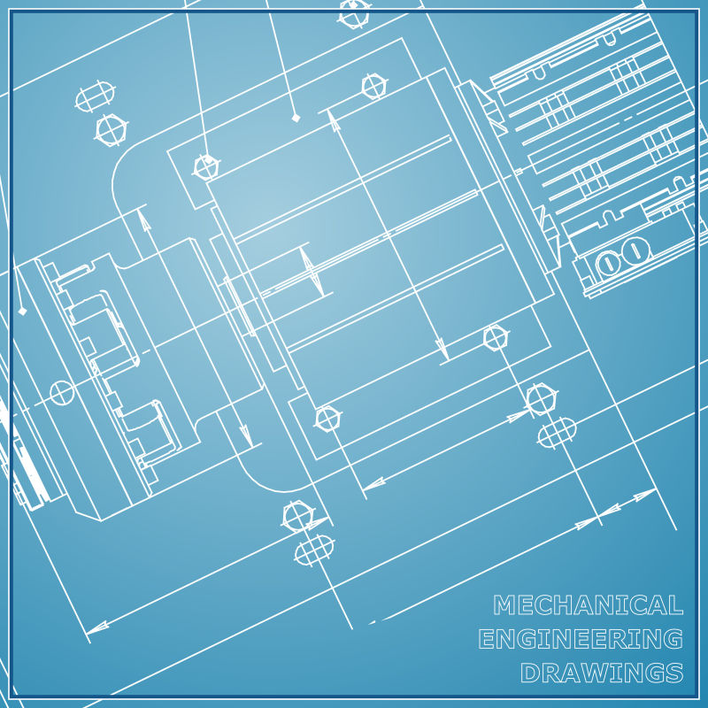 创意矢量蓝色机械工程设计效果图