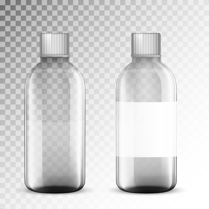 矢量抽象空白标签的透明药瓶设计