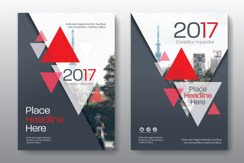 红色年度报告书封面矢量设计